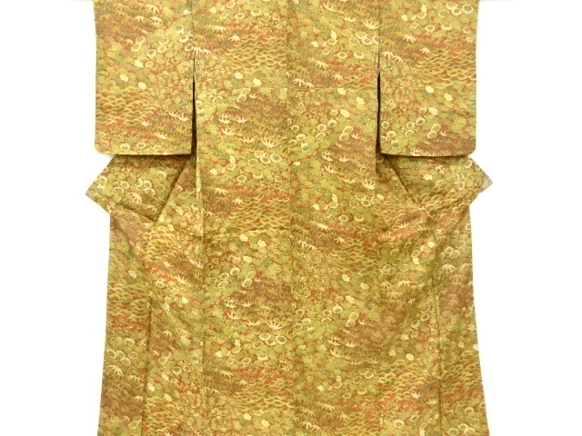 JAPANESE UNUSED KOMON KIMONO / SILK / SHOCHIKUBAI & KIKU & PEONY